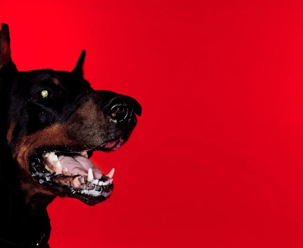 Jouko Lehtola: Dog on a Red background, from series Dogs, 2004, 150x184 cm Diasek